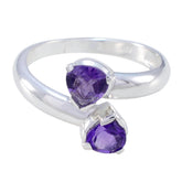 Amethyst Toi et Moi African 92.5 Silver Purple Gemstone Slim Contemporary Ring Jewellery