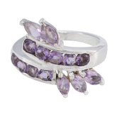 Amethyst multiple German 925 Silver Purple Gems Classic Feminine Ring Jewellery