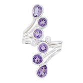 Amethyst Hexa African Silver Purple Gems Versatile Trendy Ring Jewelry
