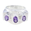 Amethyst Trilogy German 925 Sterling Silver Purple Gems Essential Trendy Ring Jewelry