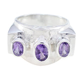 Amethyst-Trilogie, deutscher 925er Sterlingsilber, violette Edelsteine, unverzichtbarer trendiger Ringschmuck