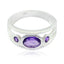 Amethyst Trilogy German 925 Silver Purple Gemstone Tiny Abstract Ring Jewelry