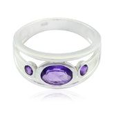 Amethyst Trilogy German 925 Silver Purple Gemstone Tiny Abstract Ring Jewelry