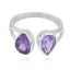 Amethyst Toi et Moi African Silver Purple Gemstone Slim Trendy Ring Jewellery