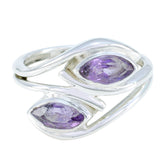 Amethyst Toi et Moi Indian 92.5 Silver Purple Gems Slim Fairytale Ring Jewelry