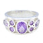 Amethyst Hepta Egyptian 925 Sterling Silver Purple Gemstones Mid weight Abstract Ring Jewellery