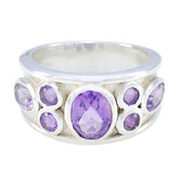 Amethyst Hepta Egyptian 925 Sterling Silver Purple Gemstones Mid weight Abstract Ring Jewellery