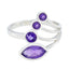 Amethyst quarter Indian 925 Sterling Silver Purple Gemstone Slim Artisan Ring Jewelry
