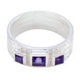 Amethyst Trilogy Moroccan 925 Sterling Silver Purple Gems Eye catching Boho Band Jewelry