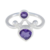 Amethyst Toi et Moi Egyptian Silver Purple Gemstones Tiny Trendy Ring Jewelry