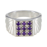 Amethyst navratna Russian 92.5 Silver Purple Gems Versatile Abstract Ring Jewellery