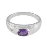 Amethyst Toi et Moi German 92.5 Silver Purple Gemstones Featherlight Feminine Ring Jewellery