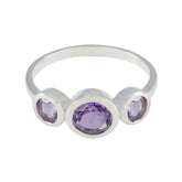 Amethyst Trilogy Japanese 92.5 Silver Purple Gemstones Whisper thin Glamorous Ring Jewellery