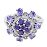 Amethyst multiple African 925 Silver Purple Gemstones Tiny Abstract Ring Jewelry