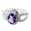 Amethyst Halo French 925 Sterling Silver Purple Gemstone Slim Abstract Ring Jewellery