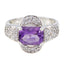 Amethyst Halo Indian 925 Silver Purple Gems Mid weight Contemporary Ring Jewelry