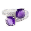 Amethyst Toi et Moi African 92.5 Silver Purple Gemstone Mid weight Abstract Ring Jewellery