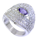 Amethyst Halo German Silver Purple Gemstone Versatile Contemporary Ring Jewelry