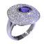 Amethyst Halo Moroccan 925 Sterling Silver Purple Gems Eye catching Contemporary Ring Jewellery