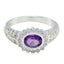 Amethyst Halo Russian 925 Sterling Silver Purple Gems Minimal Feminine Ring Jewellery