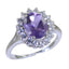 Amethyst Halo French Sterling Silver Purple Gemstones Classic Trendy Ring Jewelry