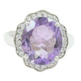 Amethyst Halo Russian 925 Silver Purple Gemstones Essential Modern Ring Jewelry
