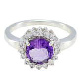 Amethyst Halo German 925 Silver Purple Gemstones Featherlight Romantic Ring Jewellery