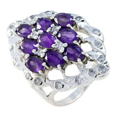 Amethyst multiple French 925 Sterling Silver Purple Gemstones Statement Artisan Ring Jewellery