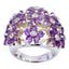 Amethyst multiple African 925 Sterling Silver Purple Gems Statement Floral Ring Jewellery