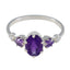 Amethyst Trilogy American 92.5 Silver Purple Gemstones Elegant Feminine Ring Jewelry