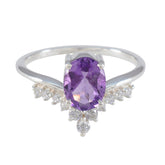 Amethyst Halo Japanese Silver Purple Gemstone Delicate Fairytale Ring Jewelry