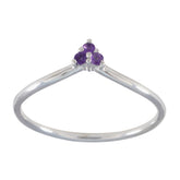 Amethyst Trilogy Japanese Sterling Silver Purple Gemstone Minimalist valentine Ring Jewelry
