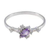 Amethyst Halo Korean 925 Silver Purple Gems Minimalist Modern Ring Jewelry
