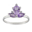 Amethyst Trilogy Turkish 925 Sterling Silver Purple Gemstones Elegant crown Ring Jewelry