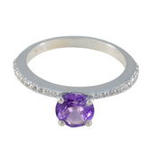 Amethyst Halo Japanese 92.5 Silver Purple Gems Whisper thin Sophisticated Ring Jewelry