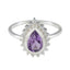 Amethyst Halo American 92.5 Silver Purple Gemstone Whisper thin Glamorous Ring Jewellery