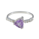 Amethyst Halo American Sterling Silver Purple Gems Elegant Trendy Ring Jewellery