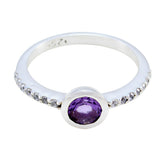 Amethyst Halo Korean 925 Silver Purple Gems Dainty Glamorous Ring Jewelry