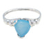 Blue Chalcedony Solitaire Mexican Sterling Silver Blue Gems Delicate Rope Wire Ring Jewellery