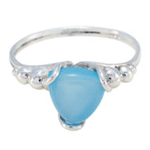 Blue Chalcedony Solitaire Mexican Sterling Silver Blue Gems Delicate Rope Wire Ring Jewellery
