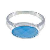 Blue Chalcedony Solitaire Japanese 92.5 Silver Blue Gemstones Whisper thin Abstract Ring Jewelry