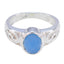 Blue Chalcedony Solitaire Australian 92.5 Silver Blue Gems Slim Rope Wire Ring Jewellery