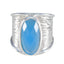 Blue Chalcedony Solitaire Italian Sterling Silver Blue Gemstones Statement Heritage Ring Jewellery