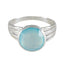 Blue Chalcedony Solitaire African 925 Silver Blue Gems Classic Romantic Ring Jewellery