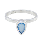 Blue Chalcedony Solitaire Japanese 925 Sterling Silver Blue Gems Dainty valentine Ring Jewellery