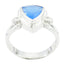 Blue Chalcedony Solitaire Mexican 925 Sterling Silver Blue Gems Slim Ethnic Ring Jewellery