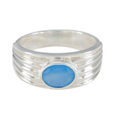 Blue Chalcedony Solitaire African 925 Silver Blue Gems Eye catching Promise Ring Jewellery