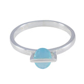 Blue Chalcedony Solitaire Japanese 925 Silver Blue Gemstone Delicate Graceful Ring Jewellery