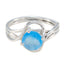 Blue Chalcedony Solitaire Japanese 925 Silver Blue Gemstones Delicate Romantic Ring Jewelry