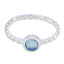 Blue Chalcedony Solitaire Russian 92.5 Silver Blue Gemstone Slim Romantic Ring Jewellery